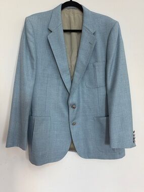 Lanvin Classic Vintage Light Blue Men's Blazer Jacket Sport Coat Casual 2 button